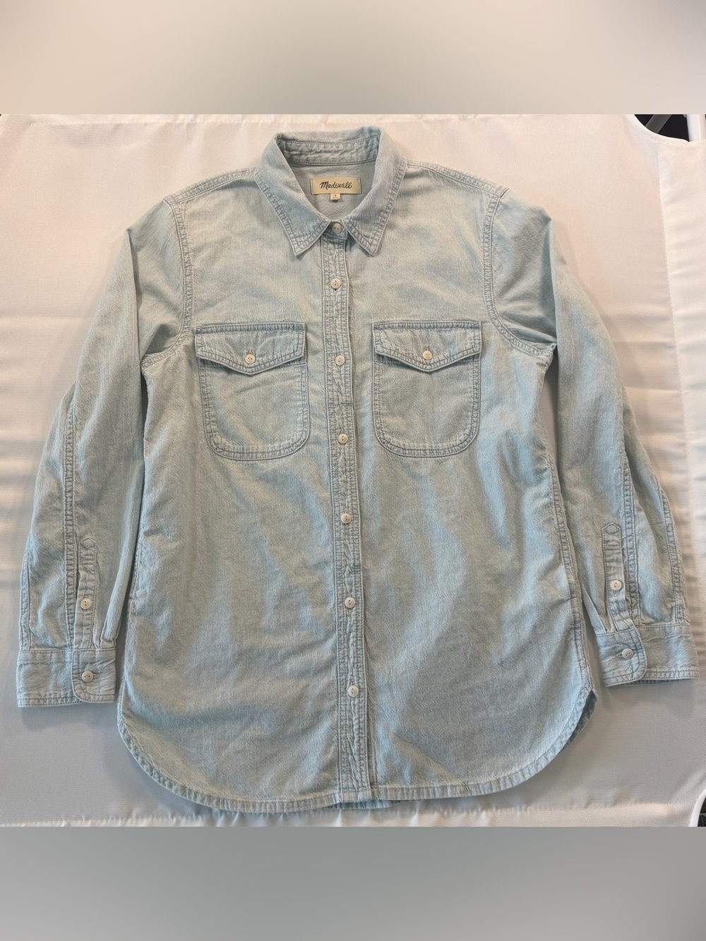 Madewell Women’s Small Light Wash Denim Button Up Shirt 100% Cotton